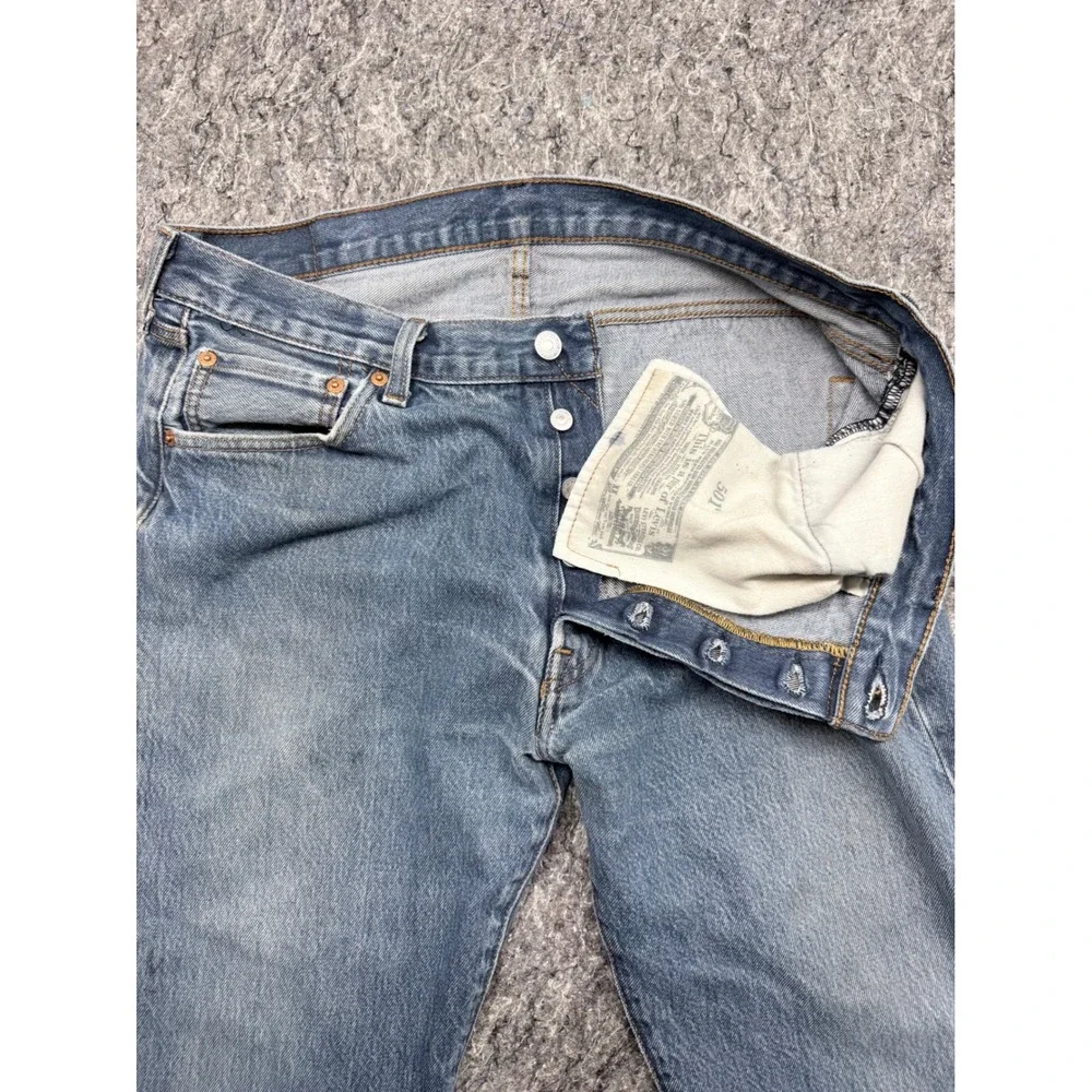 Levis 501 Original Fit Mens Jeans W36 L33 Blue‎ Denim Button Fly Straight Leg